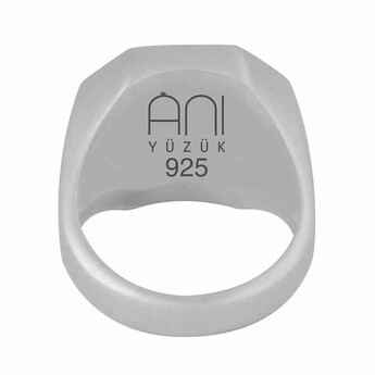 Alparslan Buyuk Selcuklu Arrow Bow Motif Diagonal Design Enameled Silver Men's Ring - 4