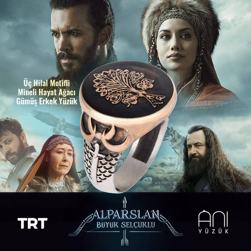 Diriliş Ertuğrul Hayat Ağacı Yüzük - Üç Hilal - 1