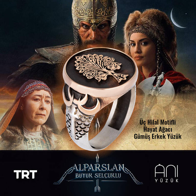 Diriliş Ertuğrul Hayat Ağacı Yüzük - Üç Hilal - 1