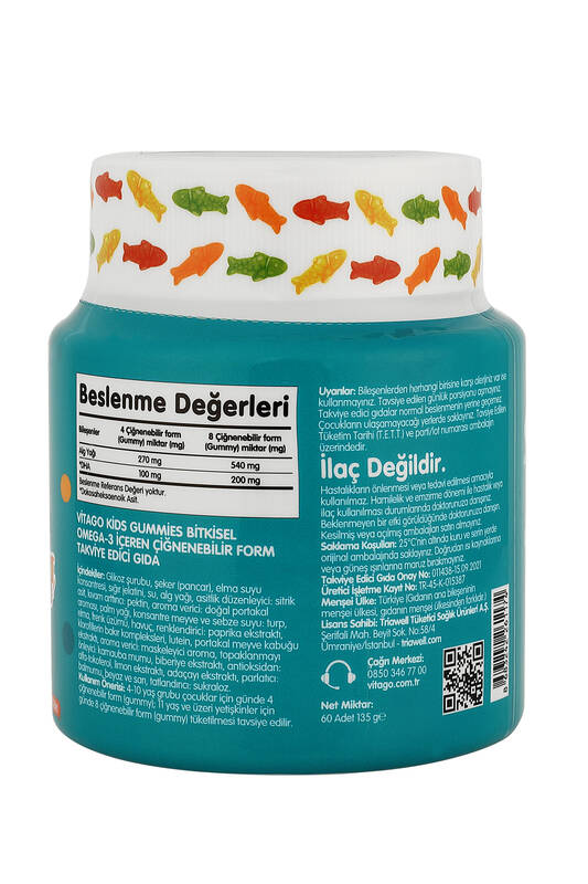 Vitago Kids Gummies Bitkisel Omega-3 İçeren Çiğnenebilir Form Takviye Edici Gıda - 2