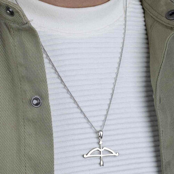  Kemankes Tozkoparan Arrow Bow Horizontal Cut Arrowhead Silver Necklace - 5